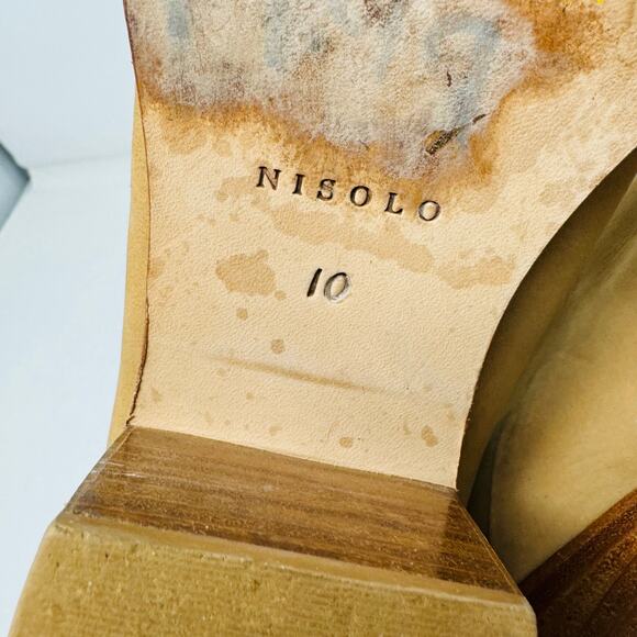 Nisolo Dari Ankle Boots Tan Leather Zip Stacked Heel Almond Toe Size 10 - Picture 12 of 16